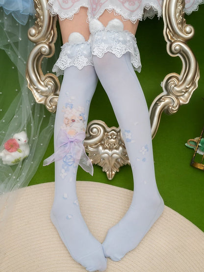 Süße Lolita Overknee-Strümpfe mit Animal-Print