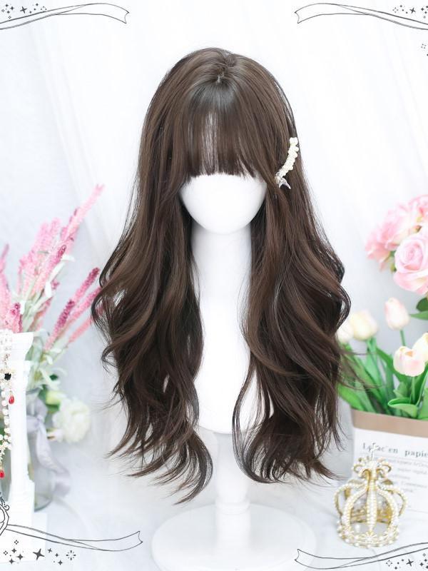 Wig Bangs Black/Brown Wavy With Long