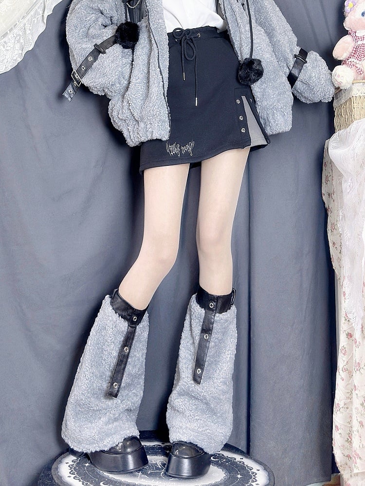 Covered Fleece - Lined Waist with Skirt Drawstring Elastic Black