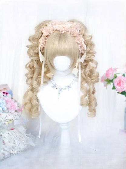 Wig Double 30CM Bob Ponytails Cut Curly Blonde With