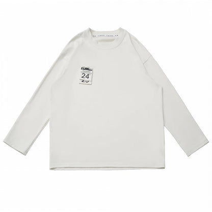 White Tag Long-Sleeve Top Date Christmas Design with