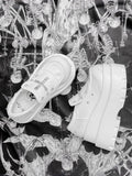 Studded Punk with Platform Details Shoes Cross Accents White