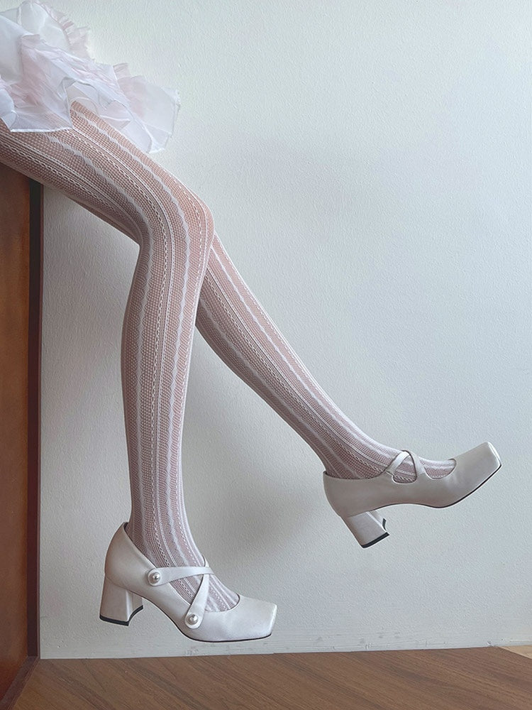 Y2K Hollow-out Tights White
