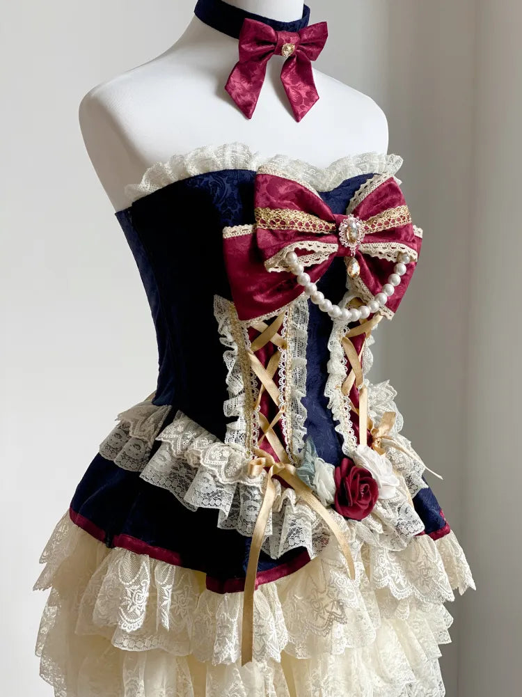 Snow White Strapless Princess Corset Top / Creamy Lace Bloomers