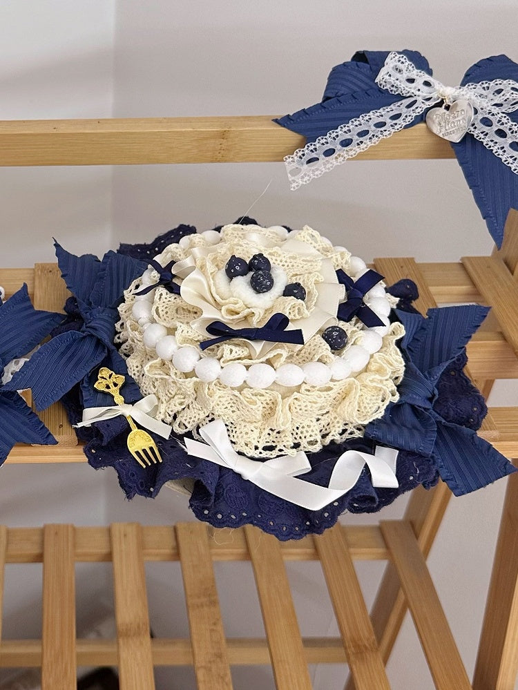 With Cake-Shaped Blueberry Blue Hat Dark Mini Beige Clips