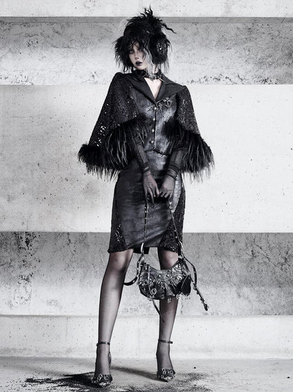 黒のふわふわカフスゴススタイルグローブ