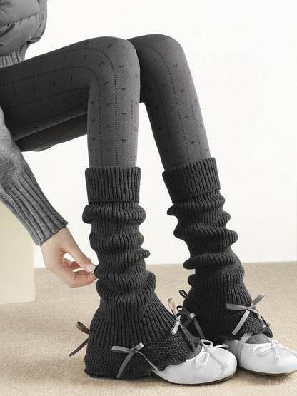 Ribbed Warmers Accents (4 Slouchy Colors) Leg Bow with