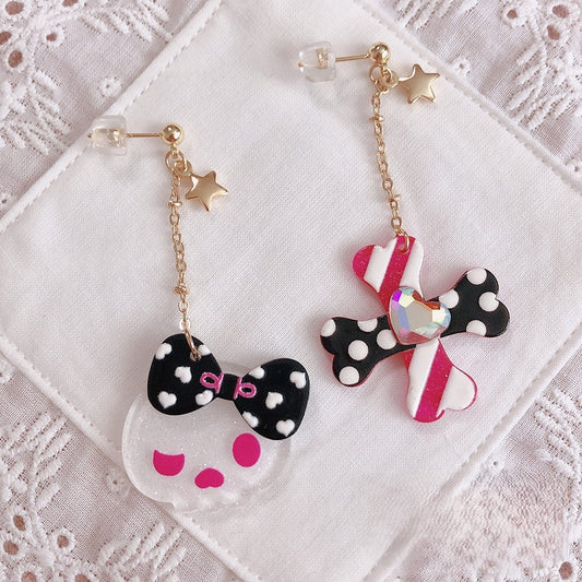 Reaper Ear with Stars Heart-shaped Rhinestone Cross and Studs