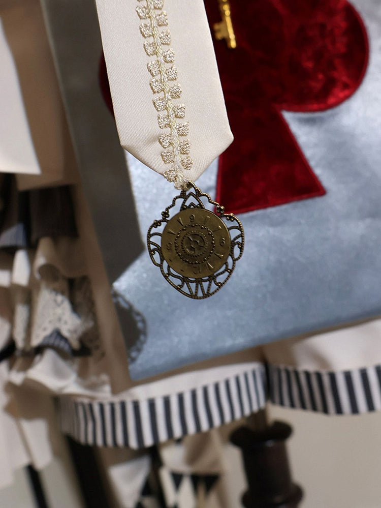 トレイン王子ファッション + ポーカーショーツ + バイブスライトワンダーランドカード衣装 - シャツカラー取り外し可能テーマアリスブルー