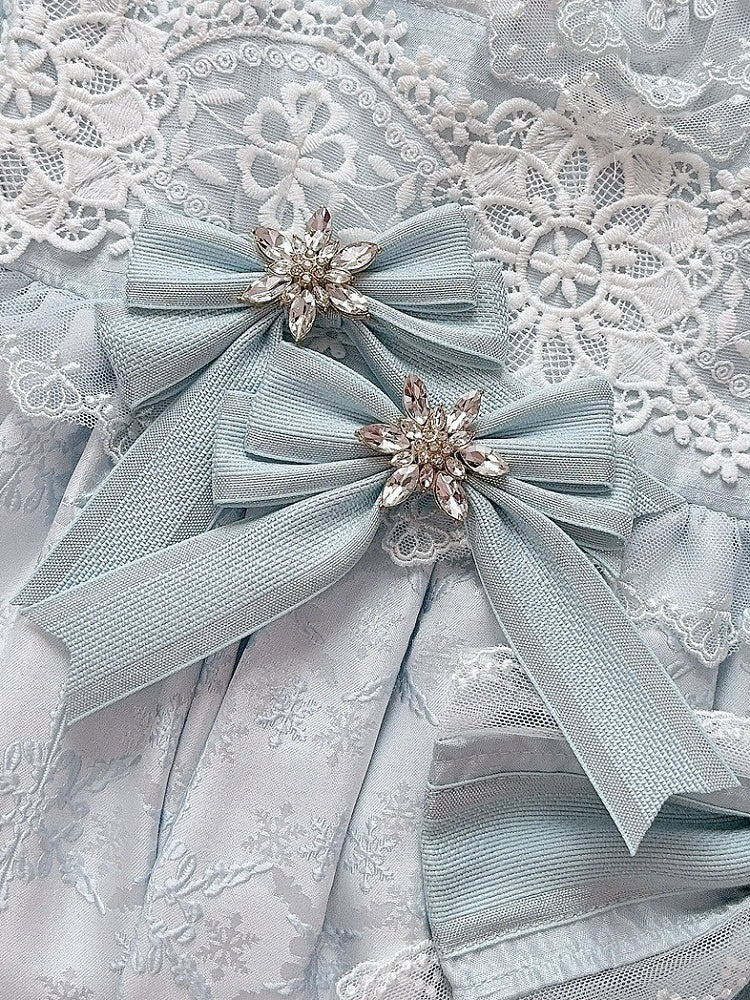 Rhinestone Hairclip Color Options 5 Bowknot Decorated Snow