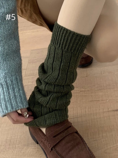 Y2K Ribbed Trim Knitted Leg Warmers