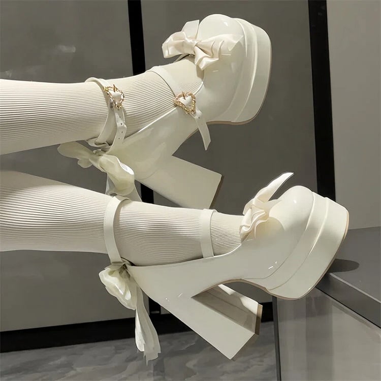 with Details Janes Sweet Lolita Mary White Snap Bow Heart