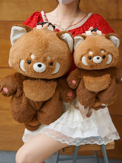 Brown Red Backpack Panda Straps Plush Shoulder 35cm/50cm Detachable