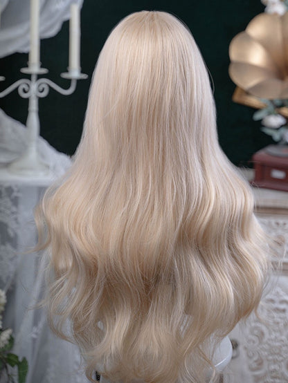 Pony mit gewellter Perücke, Vorhang, blond, 75 cm Länge