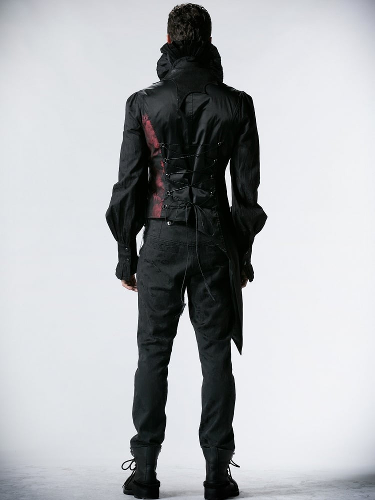 Asymmetrical Gothic Design Black Vest Men's