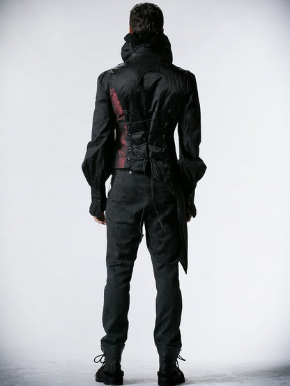 Asymmetrical Gothic Design Black Vest Men's