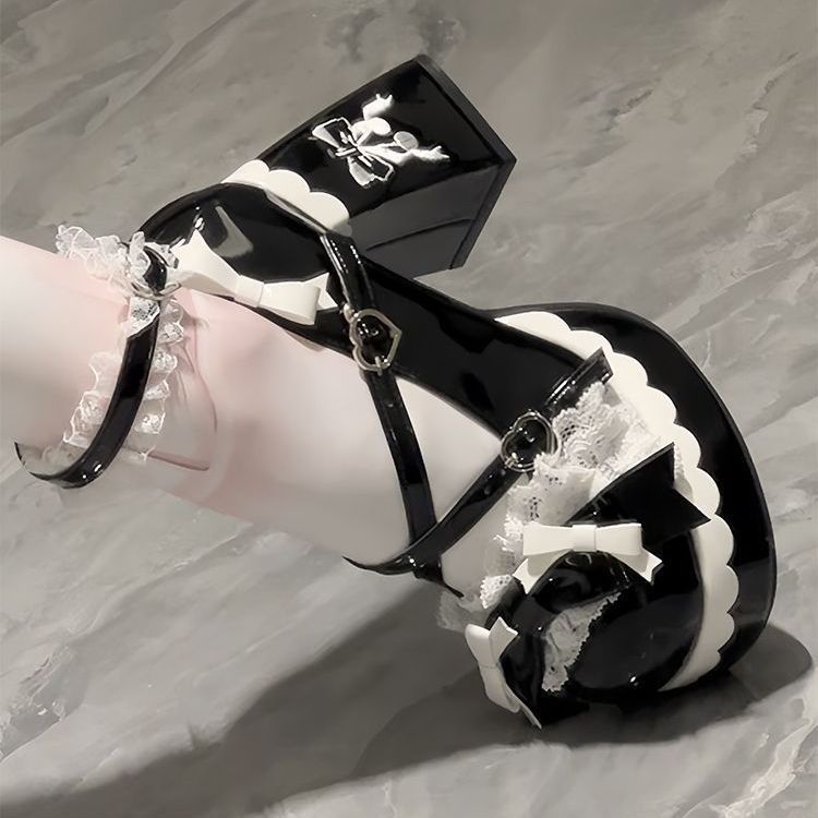 Lolita Bow Round-Toe Platform Heels – Sweet Kawaii Style Up to EU 42