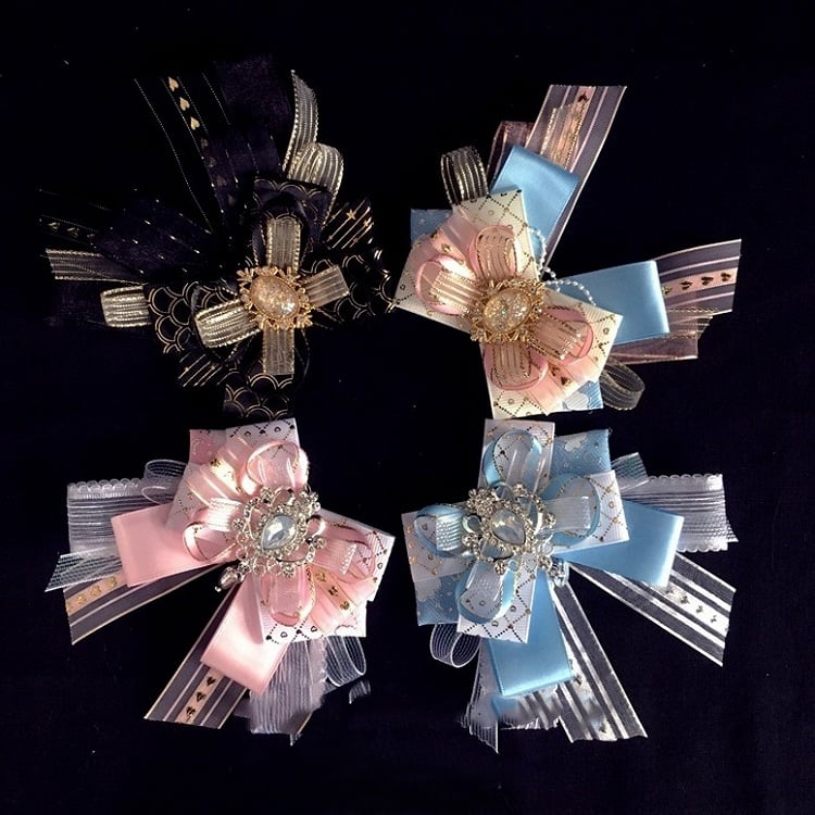 4 Bow Hairclip Options Decorated Rhinestone