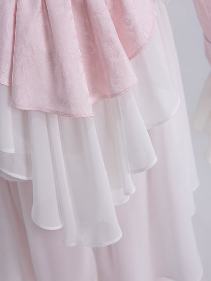 Sakura Pink Cherry Blossom Jacquard Cape Coat - DevilInspired Exclusive Collection