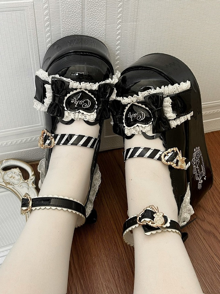 Sweet Black Mary with Lolita Toe Platform Round Janes