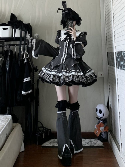 Pattern Gray Warmers Striped Leg Dark