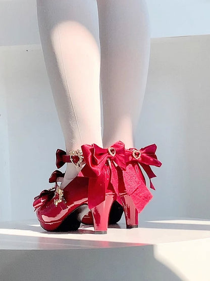 Janes Mary Wine Snap Details Bow Red Closure Lolita Hime with