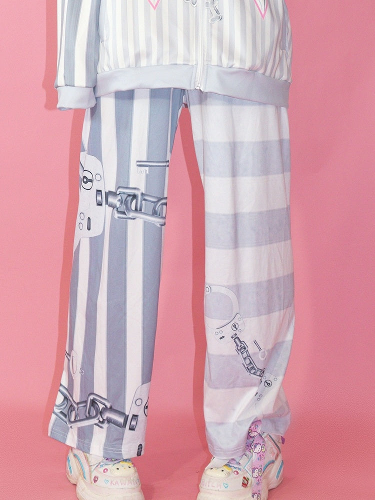 パンツ ファッション 柄 ギャル グレー ストレート レッグ ストライプ カット