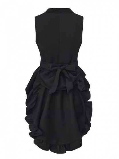 Collar Lapel Ouji Detail Waistcoat Ruffle Train Lolita Detachable Black with