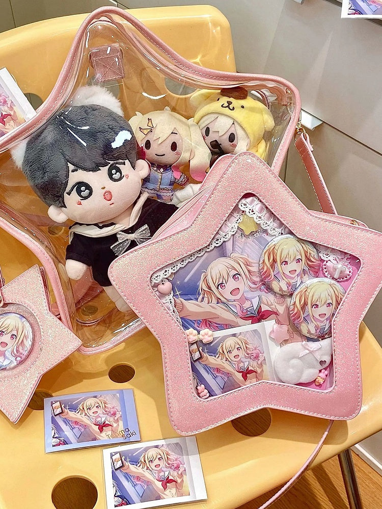 Pink Charm Detachable Bag Set PU Star-shaped Badge Ita with