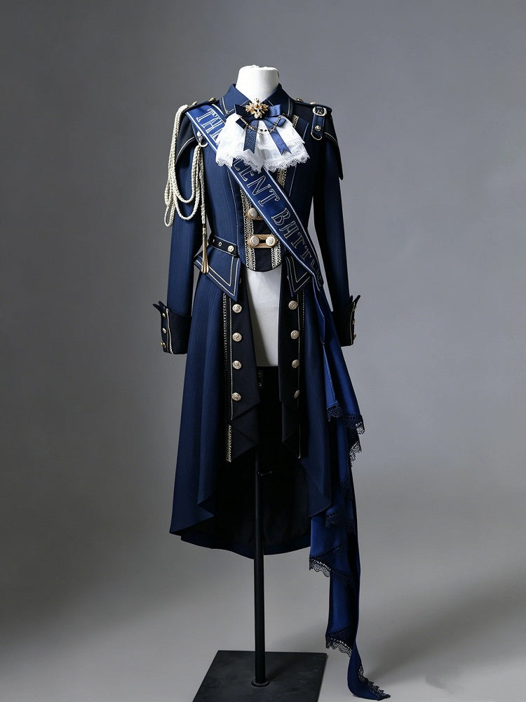 Black & Blue Military Coat with Ribbon Set