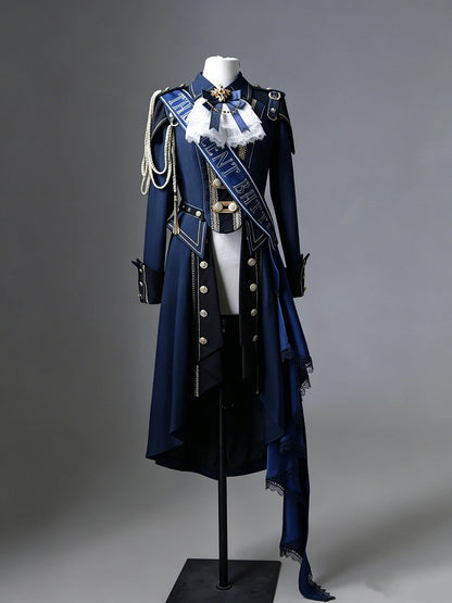 Black & Blue Military Coat with Ribbon Set