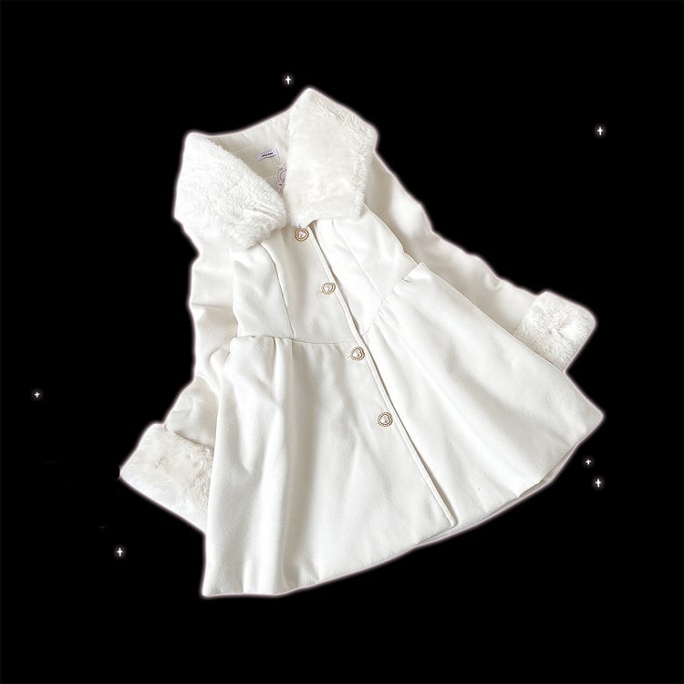 ジライケイ ピンク 地雷風 ウールコート（プラッシュカラー＆カフス付き）