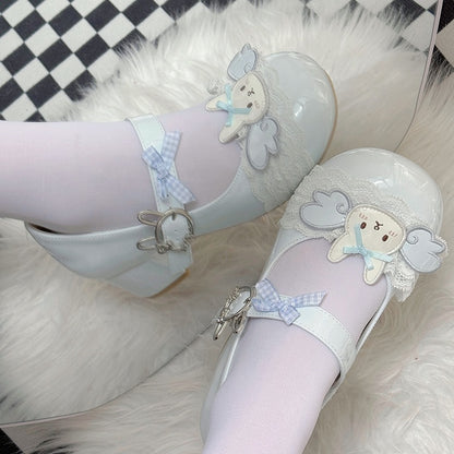 Design - Janes Trim Blue Lace Bunny Low-heel/Mid-heel Mary Sweet