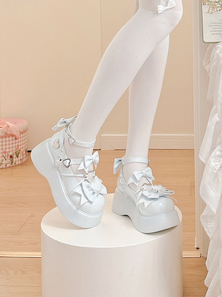 Decor Mary Janes Platform Heart in with Blue PU