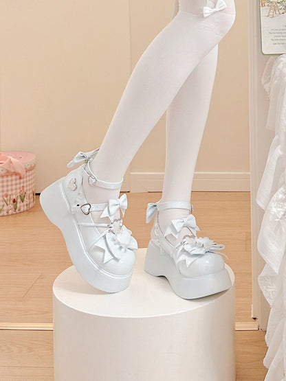 in Mary Blue with PU Decor Janes Platform Heart