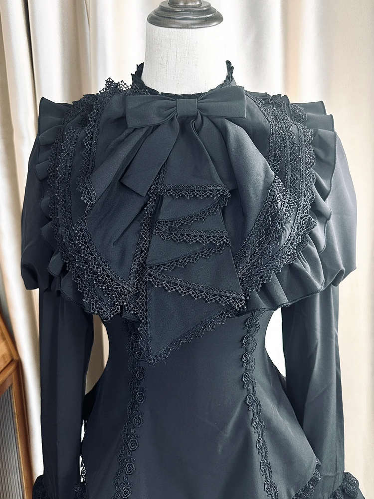 Tie Black Gothic Jabot Lolita