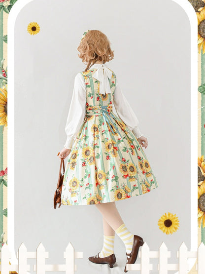 Gelbe Sonnenblumen Elegantes klassisches Lolita-Kleid