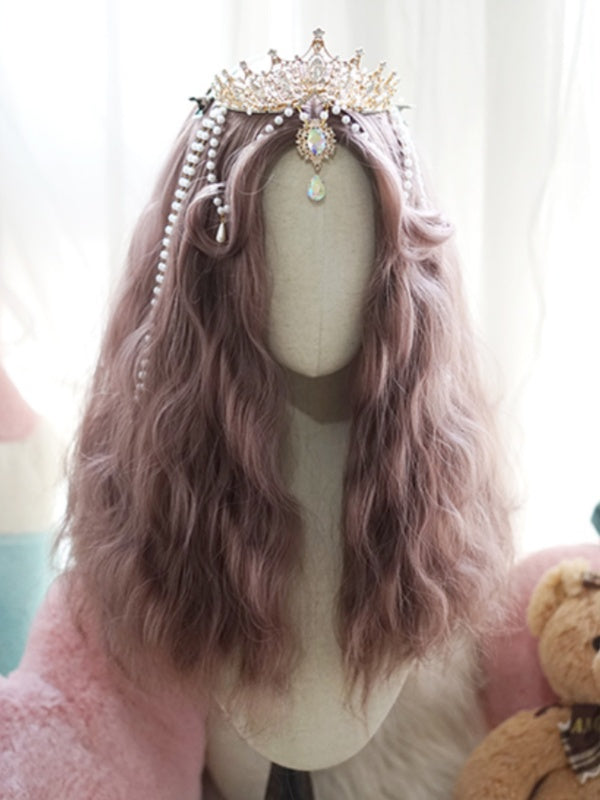 Hellviolette lange gewellte Perücke