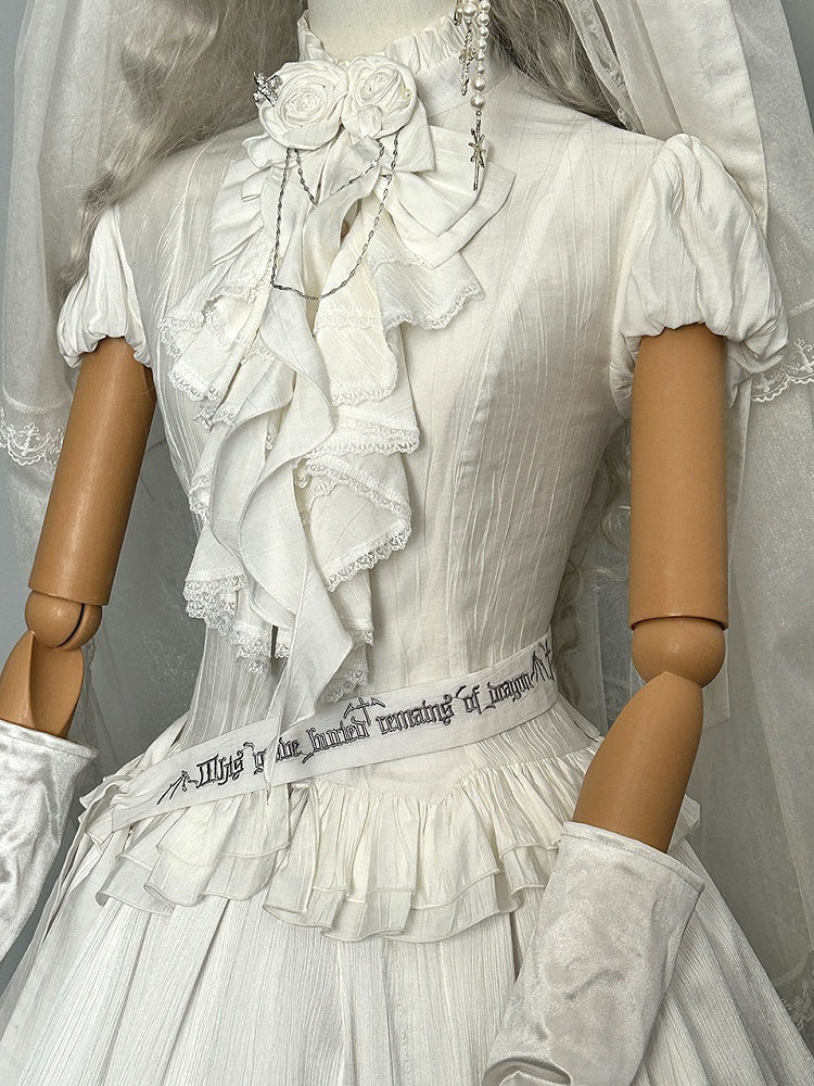 White Shiro Puff Short Sleeves Gothic Lolita  Blouse