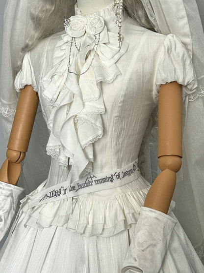 White Shiro Puff Short Sleeves Gothic Lolita  Blouse