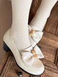 Top Loafers Schleife bei Beige Verzierter Bär