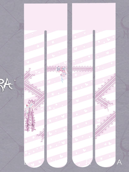 Süße Lolita-Strumpfhose mit rosa Schleife und Schleife