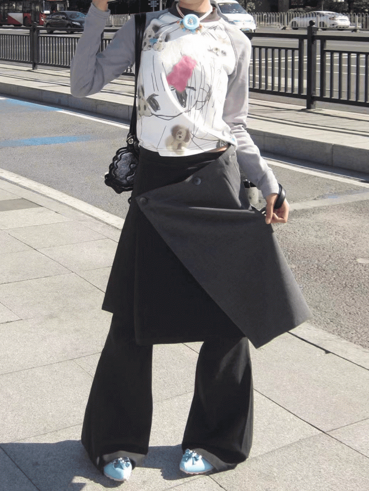 Skirt One-Wrap Gray Pleated Vintage