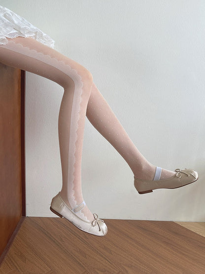 Pattern Tights Lolita White Polka-dot