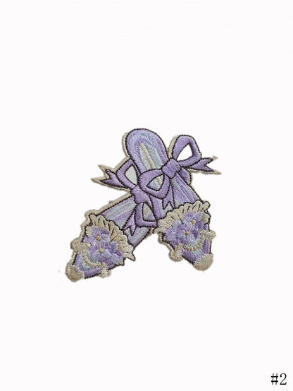/ Purple Hat Umbrella Brooch Embroidery Flower