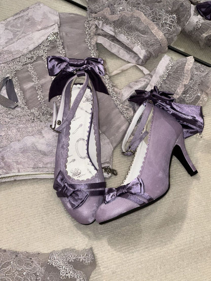 Lolita Satin Stiletto Heels with Bow – Princess Birthday Party Pumps