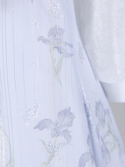 Halter Edward White Floral Piece Neck and One Summer Print Purple