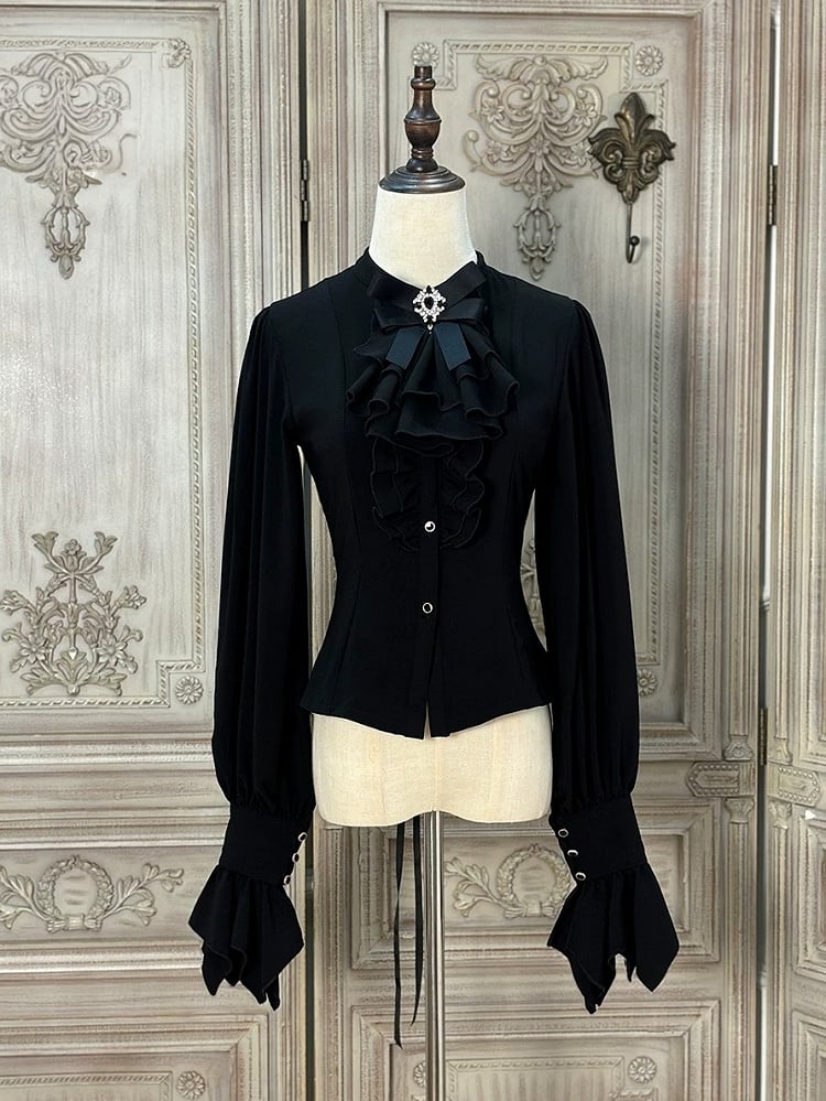 Bowknot Jabot Shirt for Gothic Lolita - Miss Point