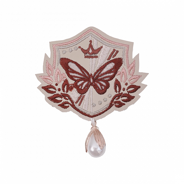 Red Embroidery Badge Butterfly