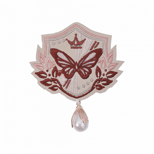 Red Embroidery Badge Butterfly